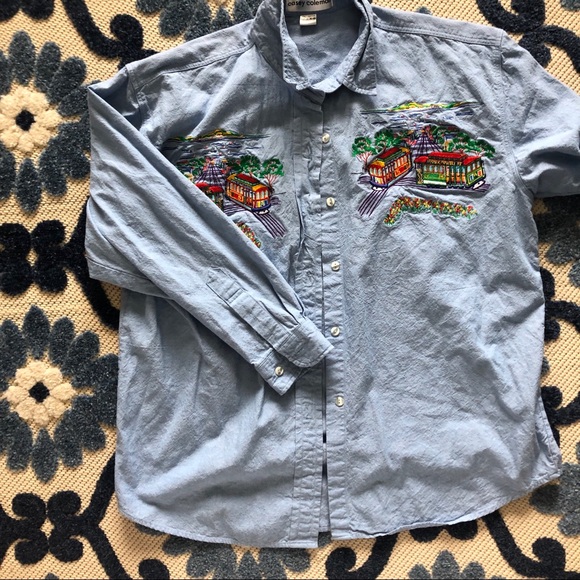trolley embroidered chambray shirt - Picture 7 of 7